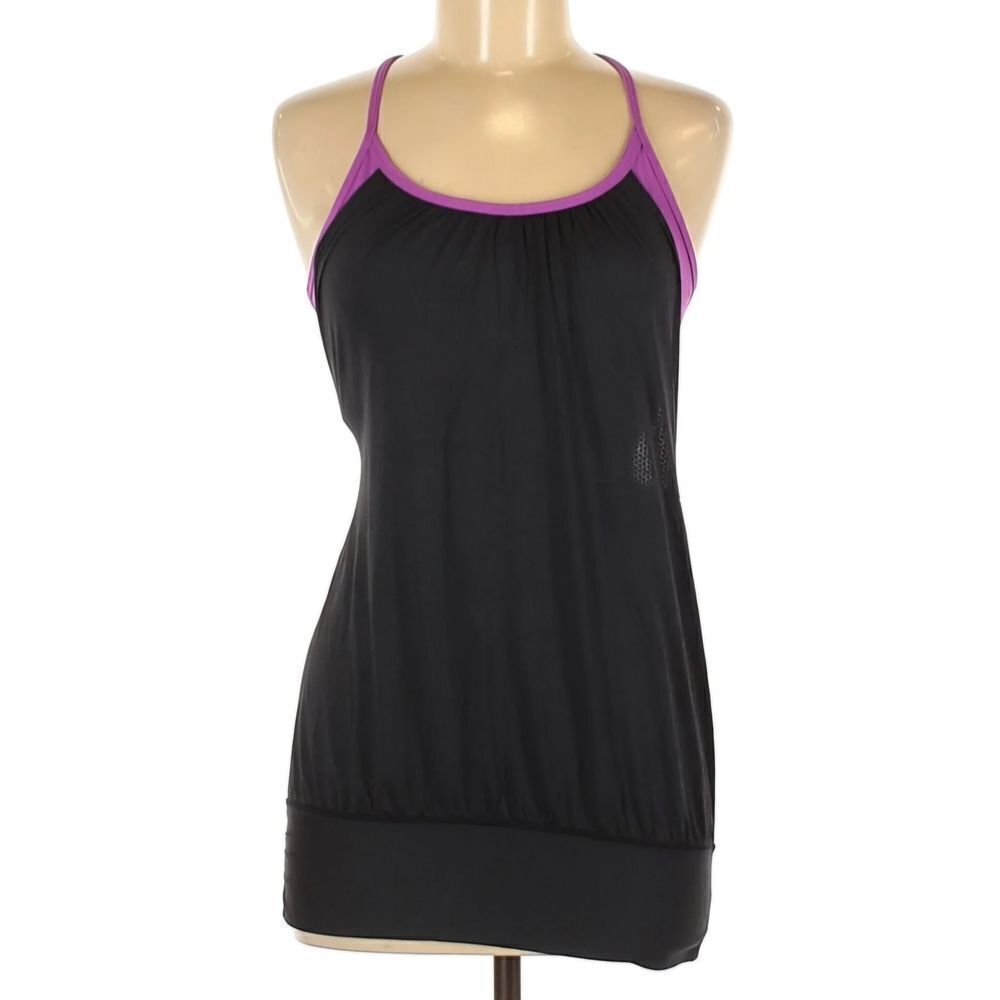 Lululemon No Limits Tank - Purple And Black Sleeveless Top Built In Bra Workout